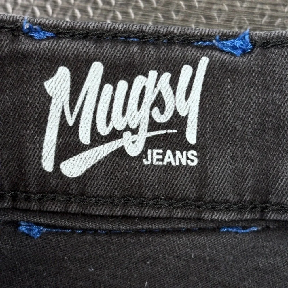 Mugsy Jeans Mens 30x30 (fits 30x29) Black Squid Inks Stretch Slim Straight Denim